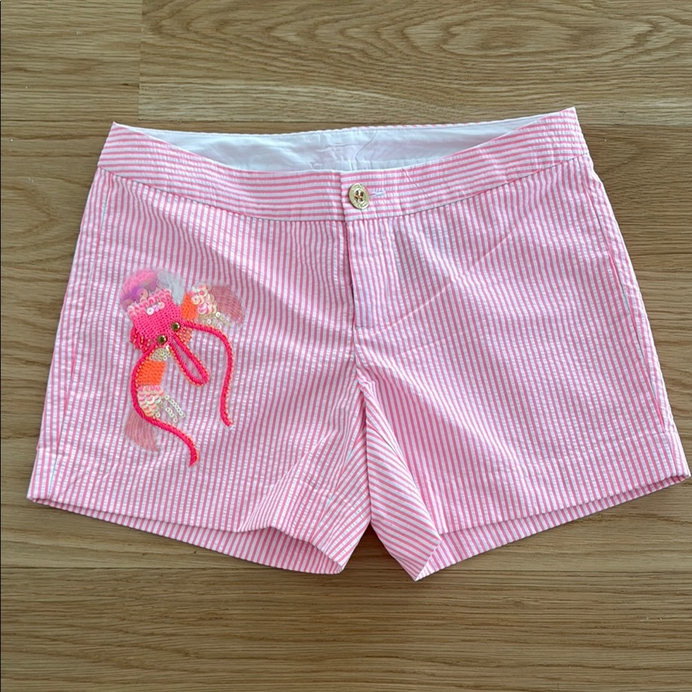 Lilly Pulitzer Pink Seersucker Callahan Shorts, Size 4 NWT